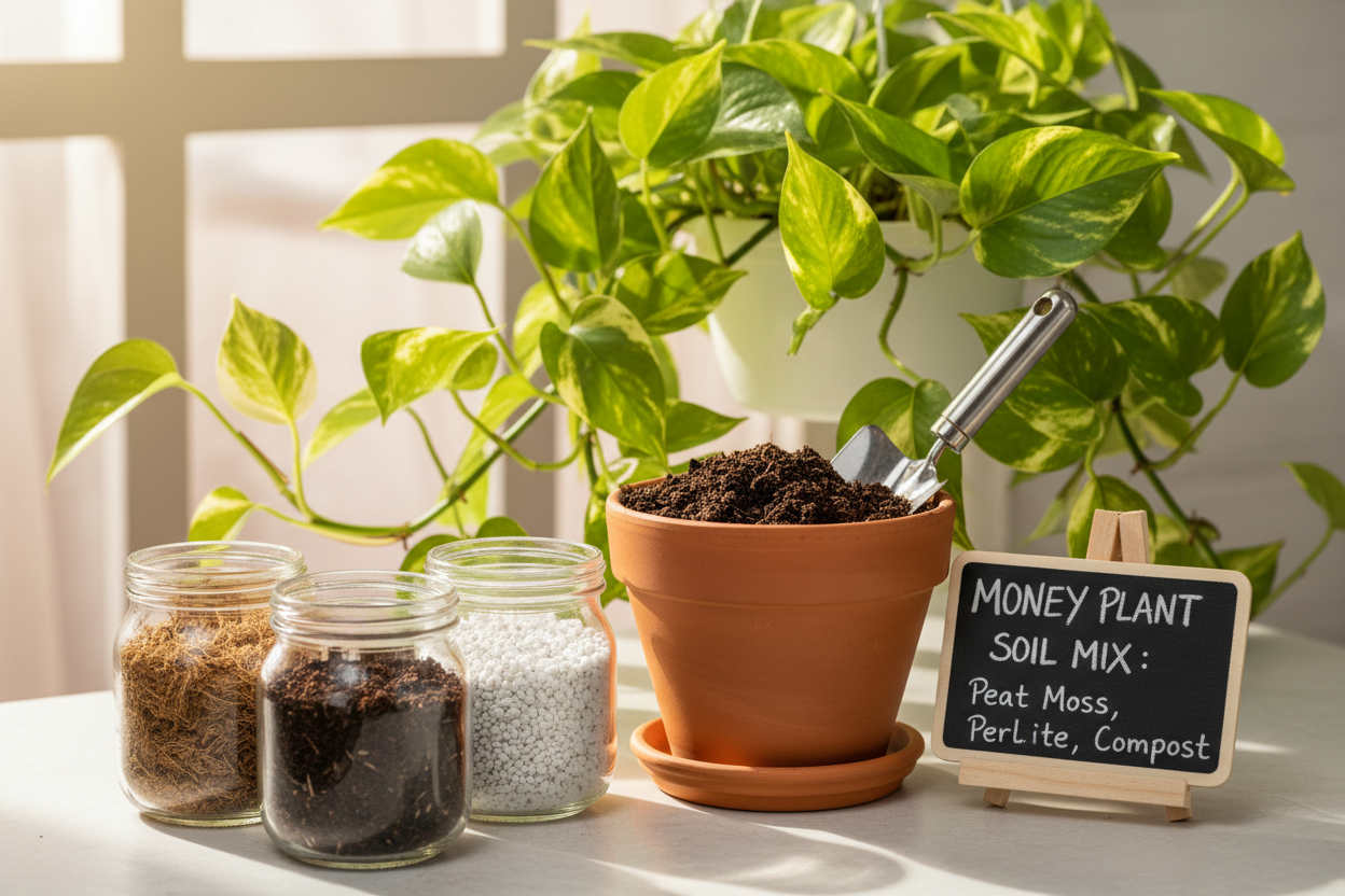 মানি প্ল্যান্ট / গোল্ডেন পাথোসের জন্য মাটি প্রস্তুতি