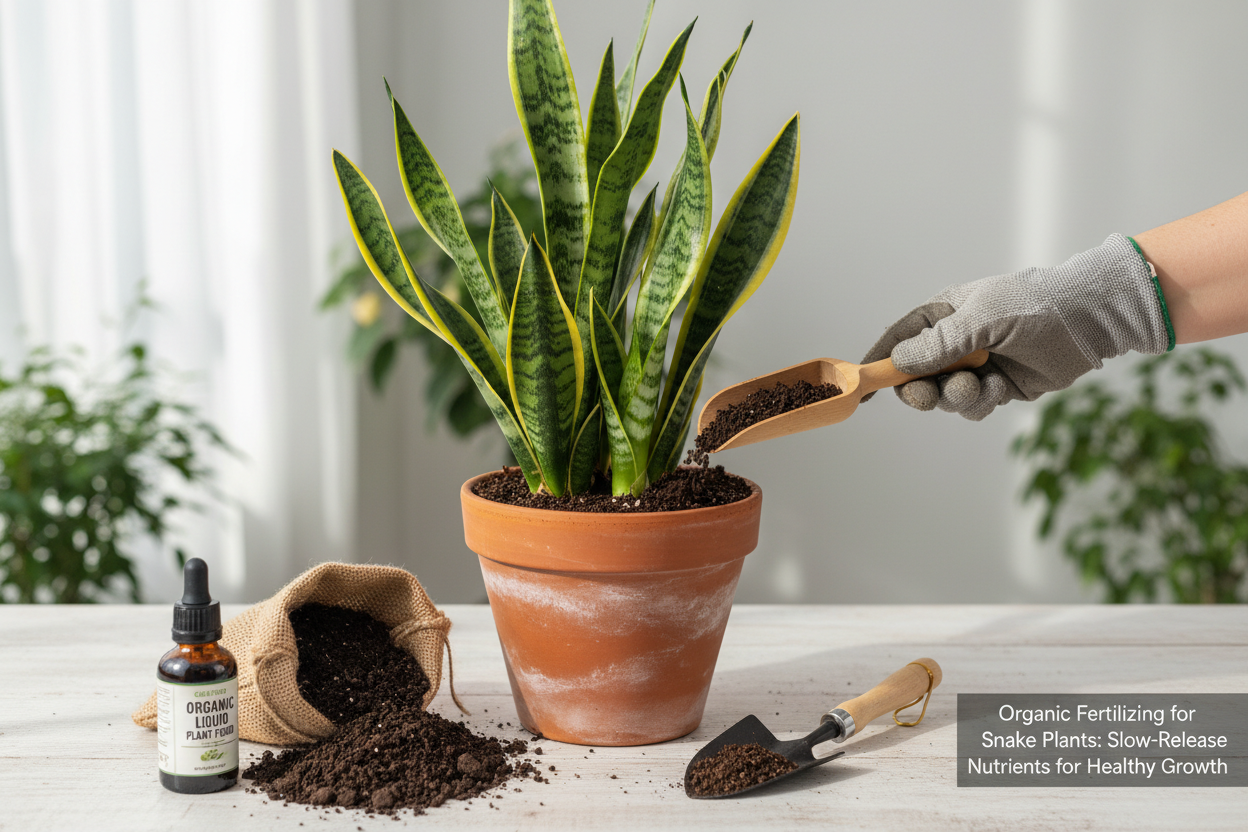Organic fertilizer application for snake plants